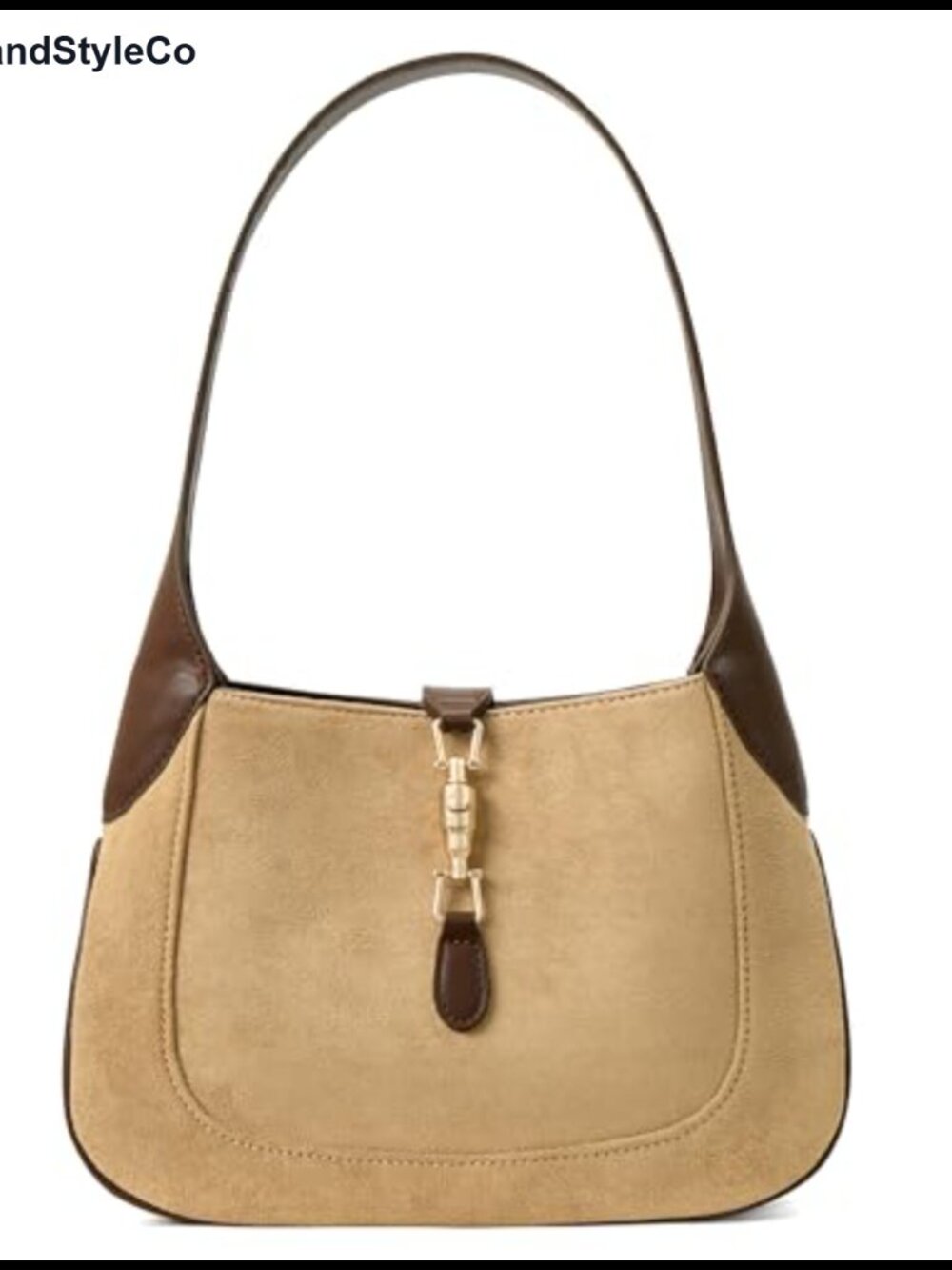 Women's Faux Suede Shoulder Bag Lightweight Crescent Hobo Purse Push-Lock